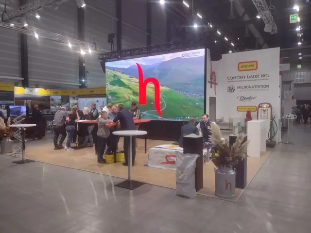 Messestand in der Messe Luzern – LED-Screen 5.5x3m und Beschallungsanlage.