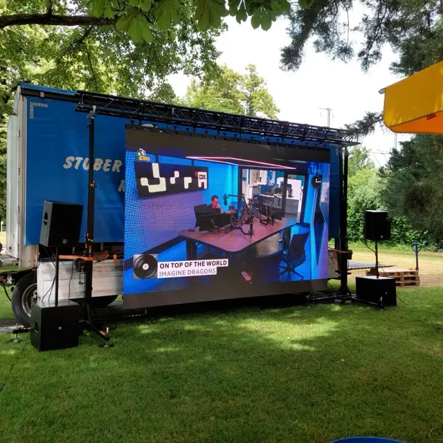 Public Viewing und Beschallung Fussballturnier in Cham – LED-Screen 3.5x2m, Beschallungsanlage und Beschallung Fussballplatz.