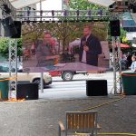 LED Screen P3.9, 3.5 x 2m mit Beschallungsanlage und Giebelzeltkonstruktion 10 x 4.5 x 4.5m zu Live Fussballübertragung EM 2024 in Visp VS​